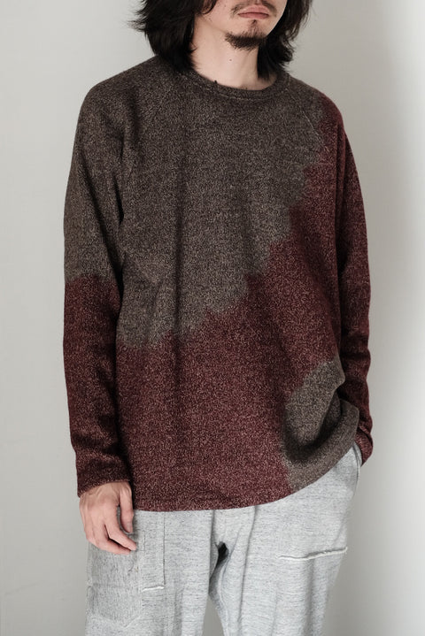 suzusan/Wool Cotton Jersey Crew Neck Pullover Boushi shibori "Dot"
