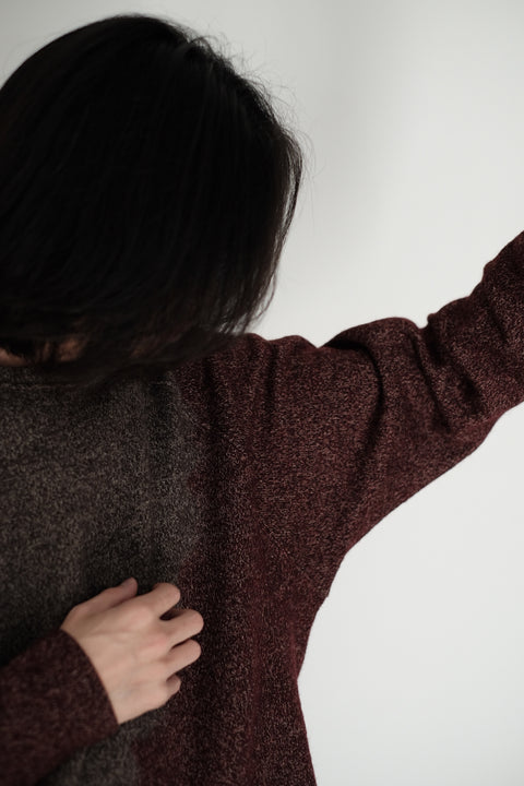 suzusan/Wool Cotton Jersey Crew Neck Pullover Boushi shibori "Dot"