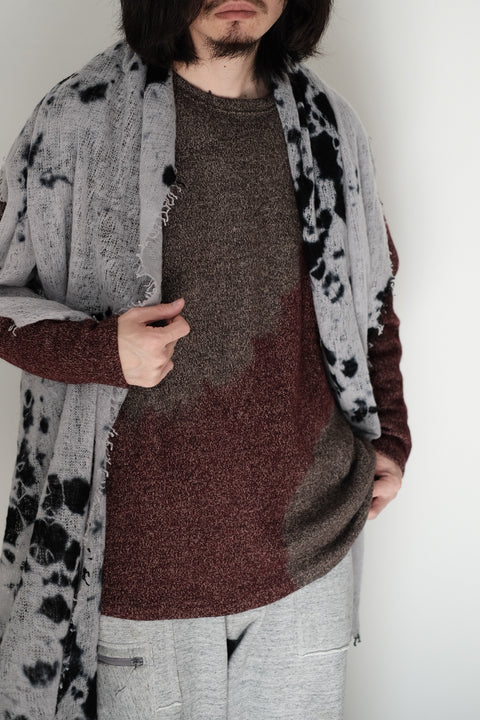 suzusan/Wool Cotton Jersey Crew Neck Pullover Boushi shibori "Dot"