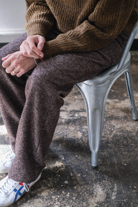 FRANK LEDER/Brown Waffled Wool Trousers