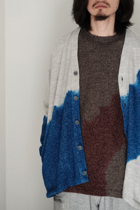 suzusan/Wool Cotton Jersey Crew Neck Pullover Boushi shibori "Dot"