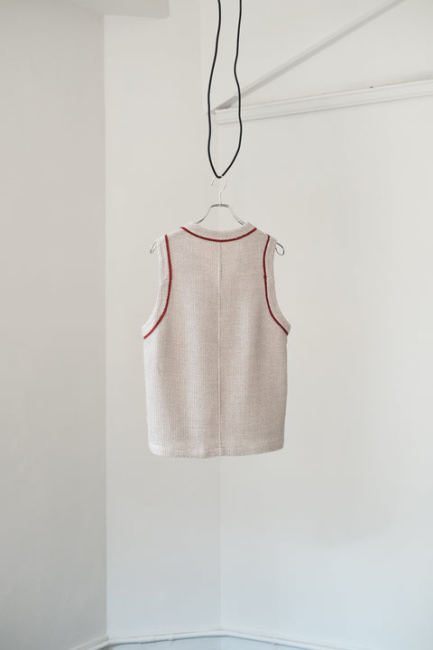 FRANK LEDER/Cream Waffled Wool Vestova