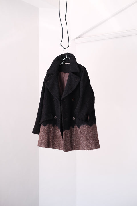 suzusan/Various Loop Yarn Tweed Half Pee Coat Boushi Somewake Shibori