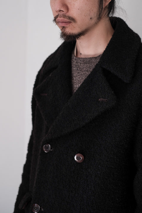 suzusan/Various Loop Yarn Tweed Half Pee Coat Boushi Somewake Shibori