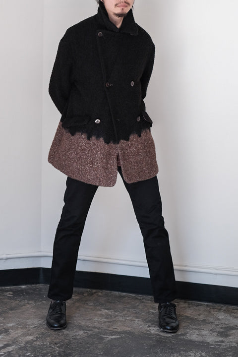 suzusan/Various Loop Yarn Tweed Half Pee Coat Boushi Somewake Shibori