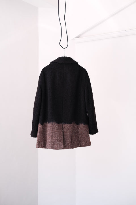 suzusan/Various Loop Yarn Tweed Half Pee Coat Boushi Somewake Shibori
