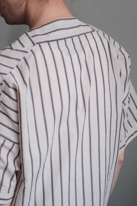 FRANK LEDER/Washed Stripe Cotton Short Sleeve Top