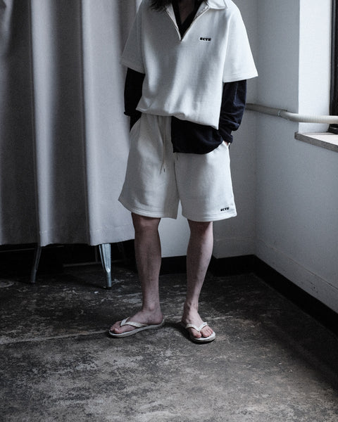 SCYE BASICS/Tubelar Loop Back Terry Logo Sweat Shorts