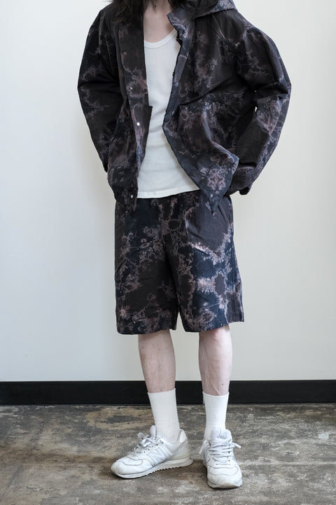 suzusan/Cotton Broad Wide Drawstring Shorts Madara Shibori