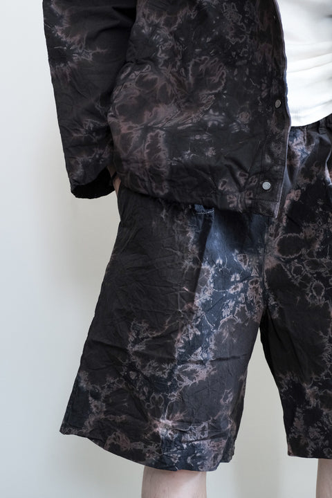 suzusan/Cotton Broad Wide Drawstring Shorts Madara Shibori