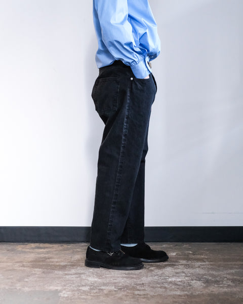 SCYE BASICS/Selvage Black Denim Loose Fit Straight Jeans