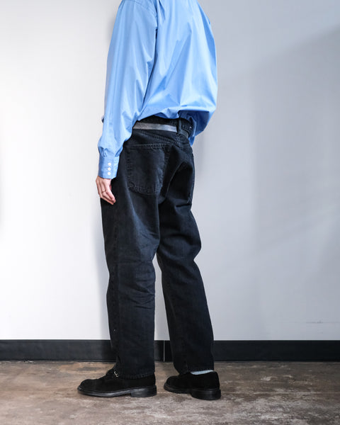 SCYE BASICS/Selvage Black Denim Loose Fit Straight Jeans
