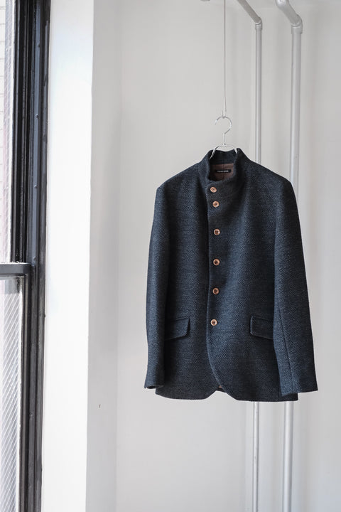 FRANK LEDER/Navy Wool High Closure Jacket