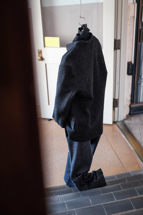 FRANK LEDER/Navy Wool High Closure Jacket