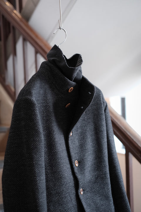 FRANK LEDER/Navy Wool High Closure Jacket