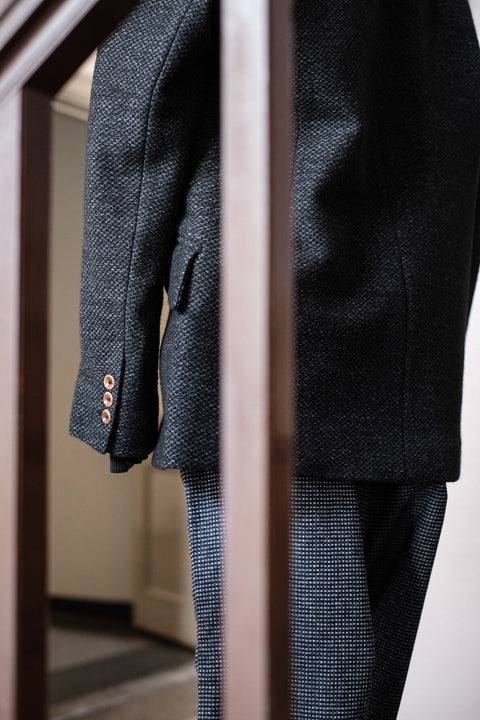 FRANK LEDER/Navy Wool High Closure Jacket