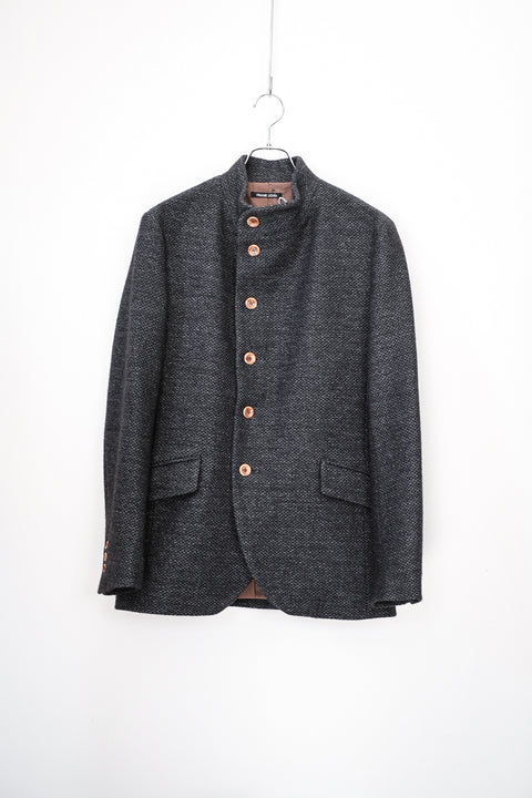 FRANK LEDER/Navy Wool High Closure Jacket
