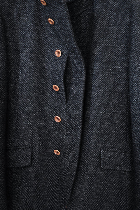 FRANK LEDER/Navy Wool High Closure Jacket