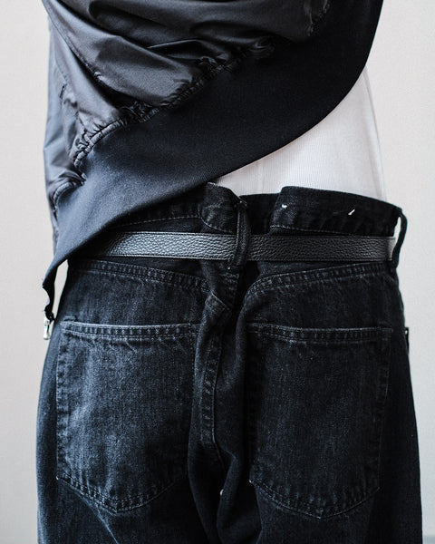 SCYE BASICS/Selvage Black Denim Loose Fit Straight Jeans