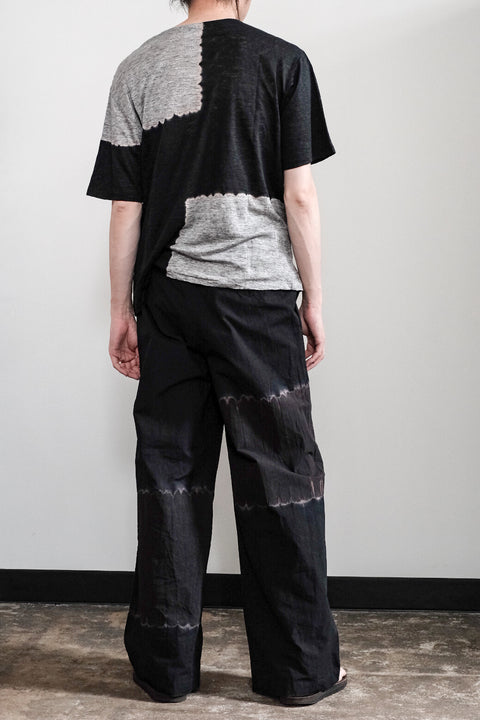 suzusan/Linen Jersey Short Sleeve T-Shirt Boushi Shibori "Block"