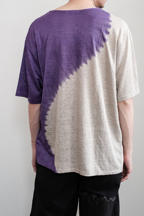 suzusan/Linen jersey Short Sleeve T-Shirt Boushi Somewake Shibori "Cycle"