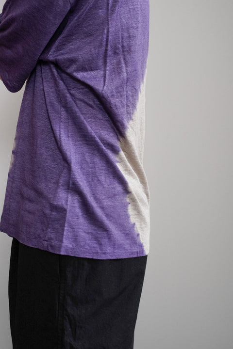 suzusan/Linen jersey Short Sleeve T-Shirt Boushi Somewake Shibori "Cycle"
