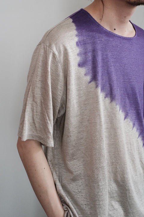 suzusan/Linen jersey Short Sleeve T-Shirt Boushi Somewake Shibori "Cycle"