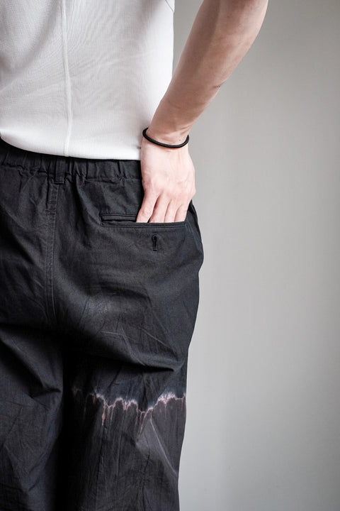 suzusan/Cotton Broad Wide Drawstring Pants Boushi Shibori "Block"