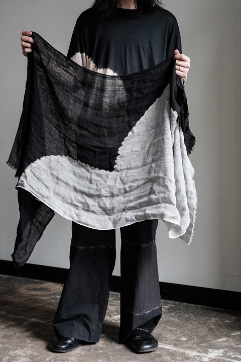 suzusan/Hand woven Linen Shawl Boushi Shibori "Cloud"