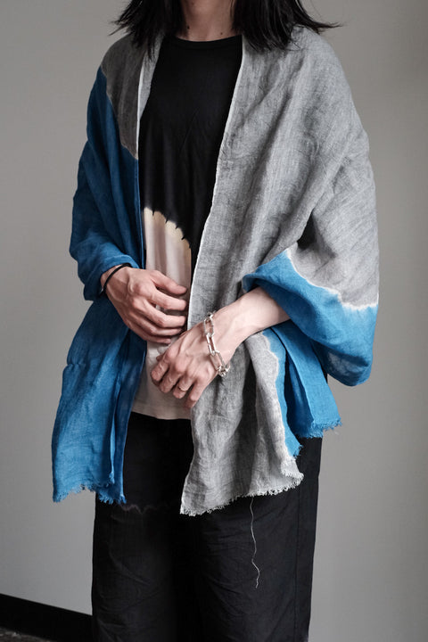 suzusan/Hand woven Linen Shawl Boushi Shibori "Cloud"