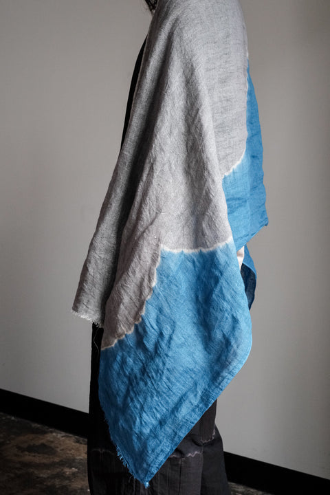suzusan/Hand woven Linen Shawl Boushi Shibori "Cloud"