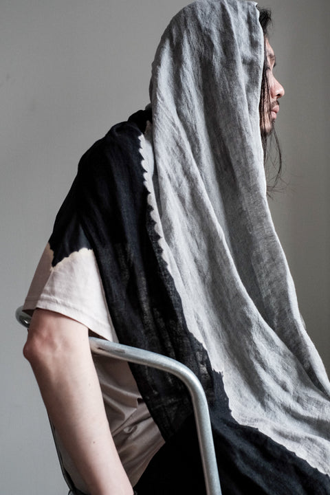 suzusan/Hand woven Linen Shawl Boushi Shibori "Cloud"