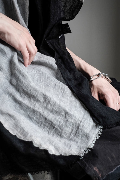 suzusan/Hand woven Linen Shawl Boushi Shibori "Cloud"