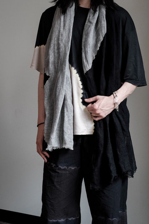 suzusan/Hand woven Linen Shawl Boushi Shibori "Cloud"