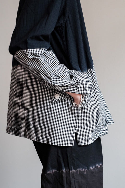 suzusan/Cotton Gingham Check Overshirt Boushi Shibori "Block"