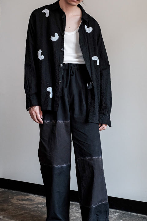 suzusan/Transparent Wrinkled Stripe Overshirt Koboushi Shibori "Smile"