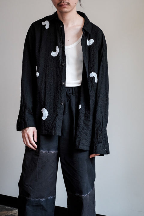 suzusan/Transparent Wrinkled Stripe Overshirt Koboushi Shibori "Smile"
