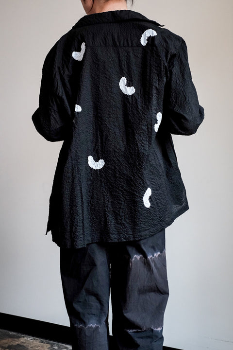suzusan/Transparent Wrinkled Stripe Overshirt Koboushi Shibori "Smile"