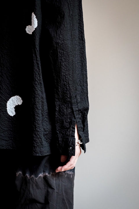 suzusan/Transparent Wrinkled Stripe Overshirt Koboushi Shibori "Smile"