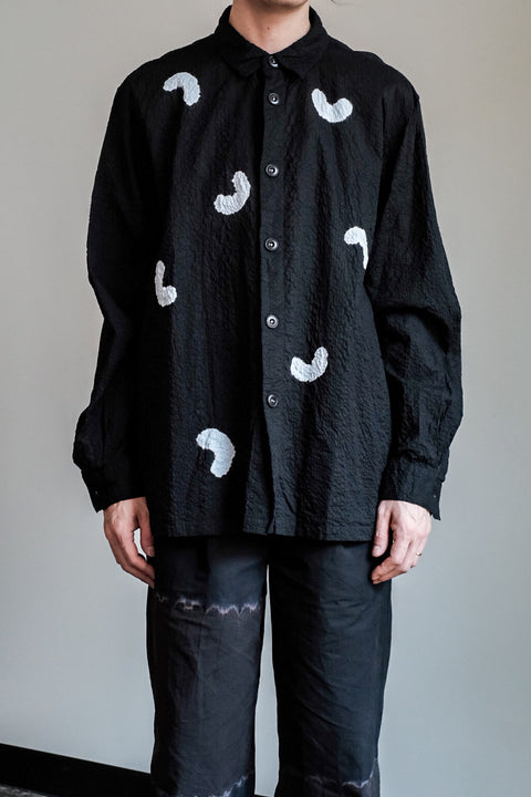 suzusan/Transparent Wrinkled Stripe Overshirt Koboushi Shibori "Smile"