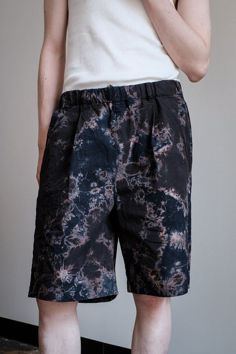 suzusan/Cotton Broad Wide Drawstring Shorts Madara Shibori