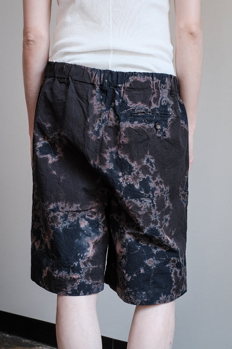 suzusan/Cotton Broad Wide Drawstring Shorts Madara Shibori