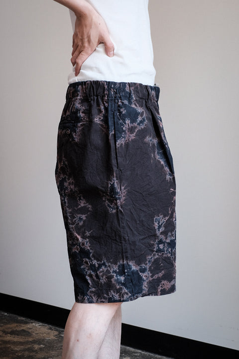 suzusan/Cotton Broad Wide Drawstring Shorts Madara Shibori