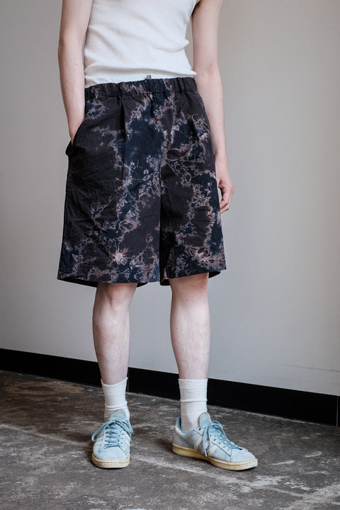 suzusan/Cotton Broad Wide Drawstring Shorts Madara Shibori