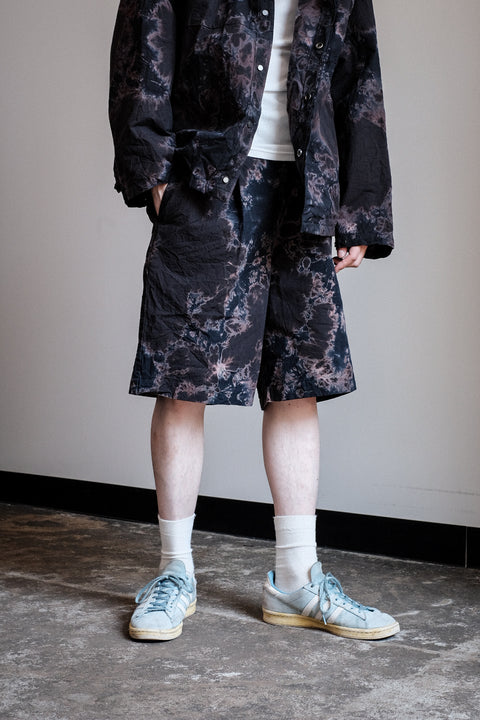suzusan/Cotton Broad Wide Drawstring Shorts Madara Shibori