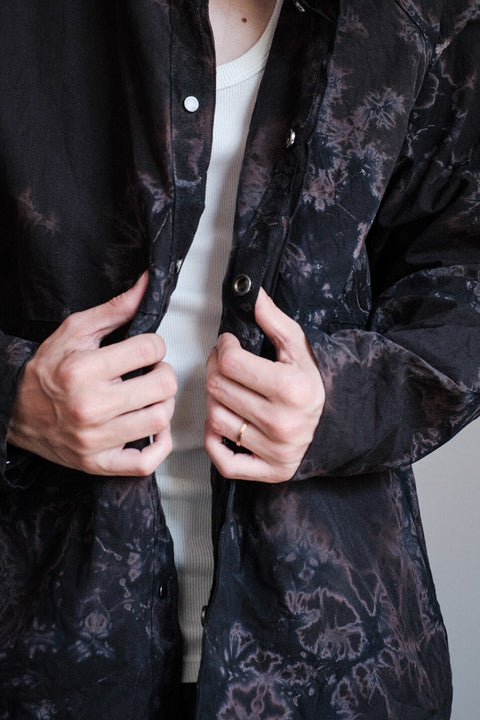 suzusan/Cotton Broad Hooded Jacket Madara Shibori