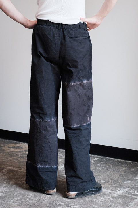 suzusan/Cotton Broad Wide Drawstring Pants Boushi Shibori "Block"