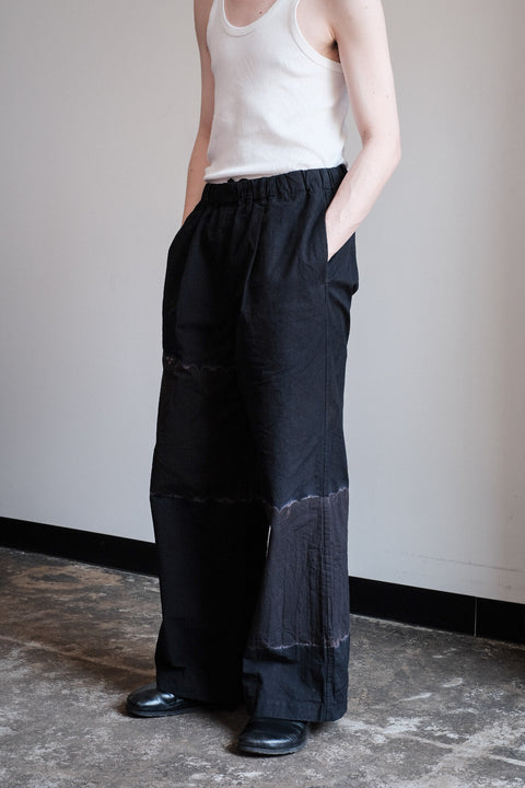 suzusan/Cotton Broad Wide Drawstring Pants Boushi Shibori "Block"