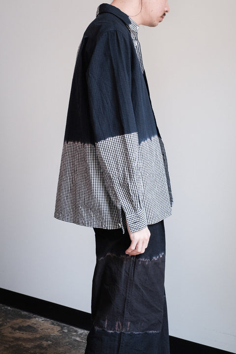 suzusan/Cotton Gingham Check Overshirt Boushi Shibori "Block"