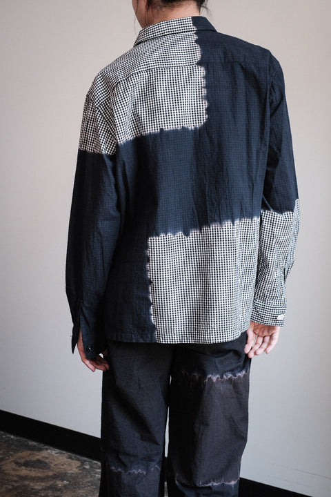 suzusan/Cotton Gingham Check Overshirt Boushi Shibori "Block"